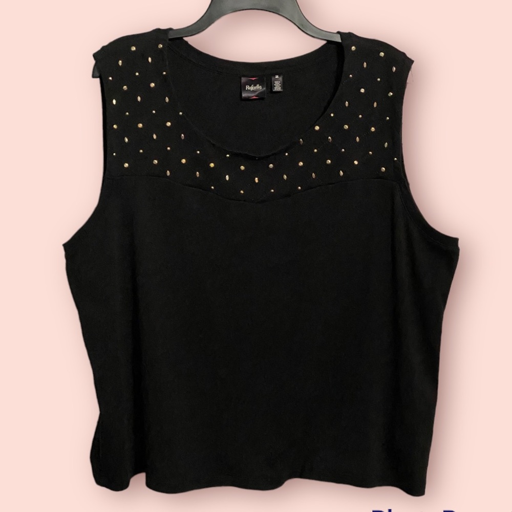 NWOT•Women’s Black Sleeveless top w/gold accents